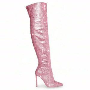NEW Steve Madden Pink Vivianne Rhinestone heel boots 6.5